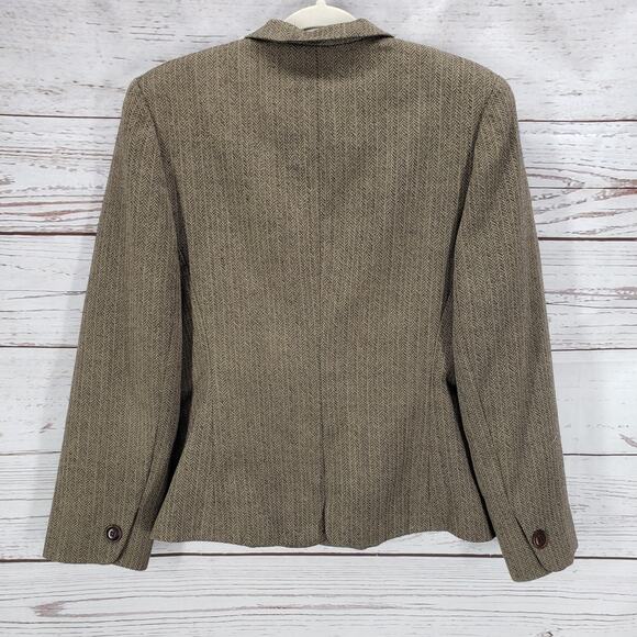 Harve Benard Women's Brown Wool Herringbone 2 Piece Top & Skirt Set Size 12 - Picture 6 of 12